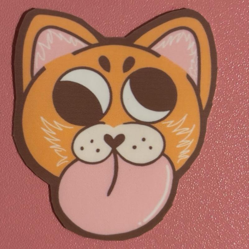 Pack of 6 Artist Made Orange Cat Waterproof Laminated Stickers Cute Fun High Quality Human Made