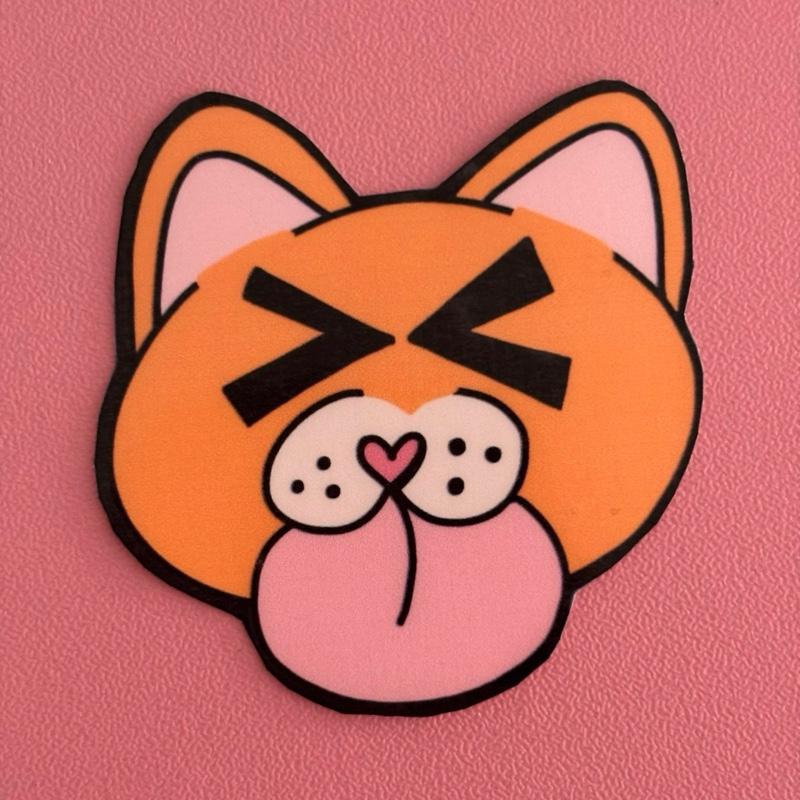 Pack of 6 Artist Made Orange Cat Waterproof Laminated Stickers Cute Fun High Quality Human Made