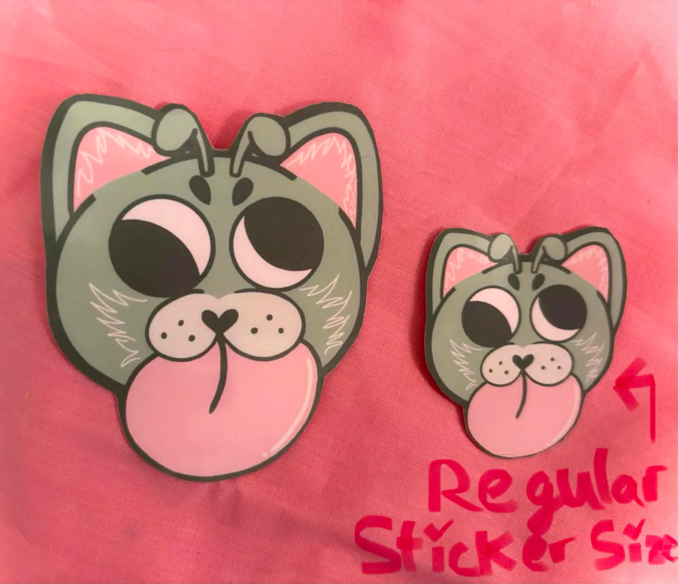 Pack of 3 Size Large Car Decals Green Alien Cat Laminated Waterproof High Quality Decals Artist / Human Made