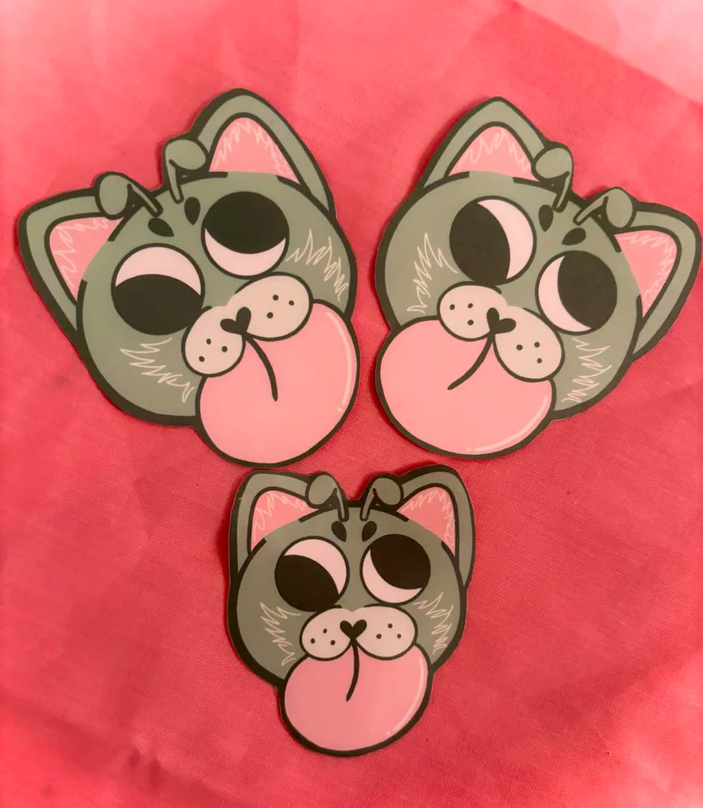 Pack of 3 Size Large Car Decals Green Alien Cat Laminated Waterproof High Quality Decals Artist / Human Made