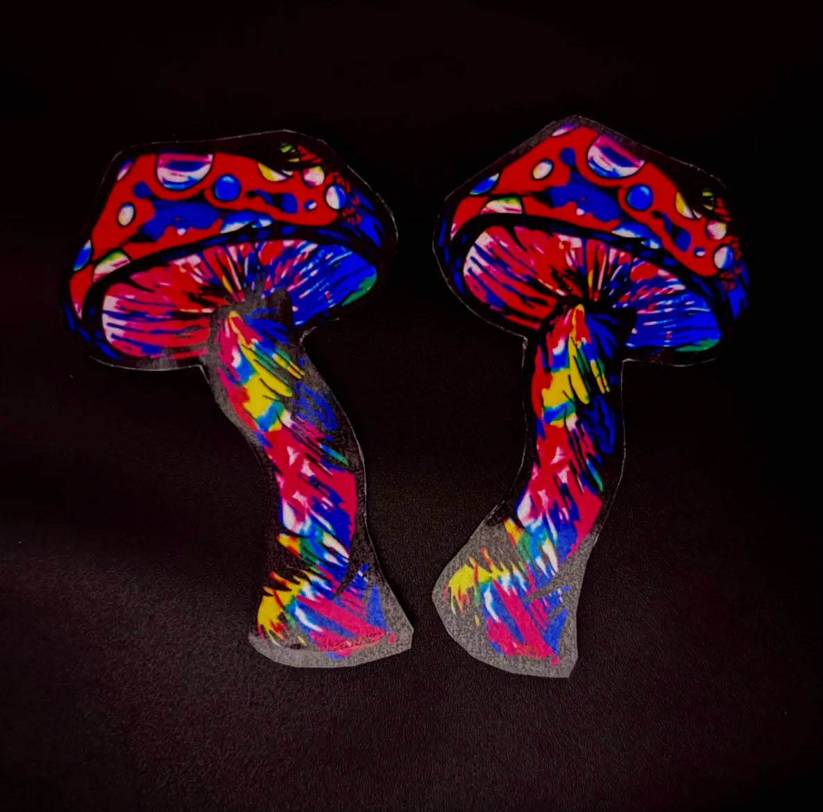 Pack of 5 Rainbow Mushroom Artist Made Laminated Waterproof Stickers High Quality Human Made