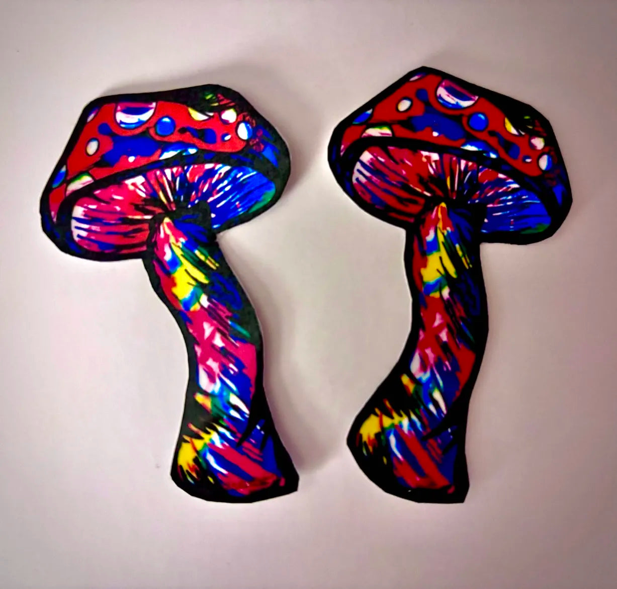 Pack of 5 Rainbow Mushroom Artist Made Laminated Waterproof Stickers High Quality Human Made