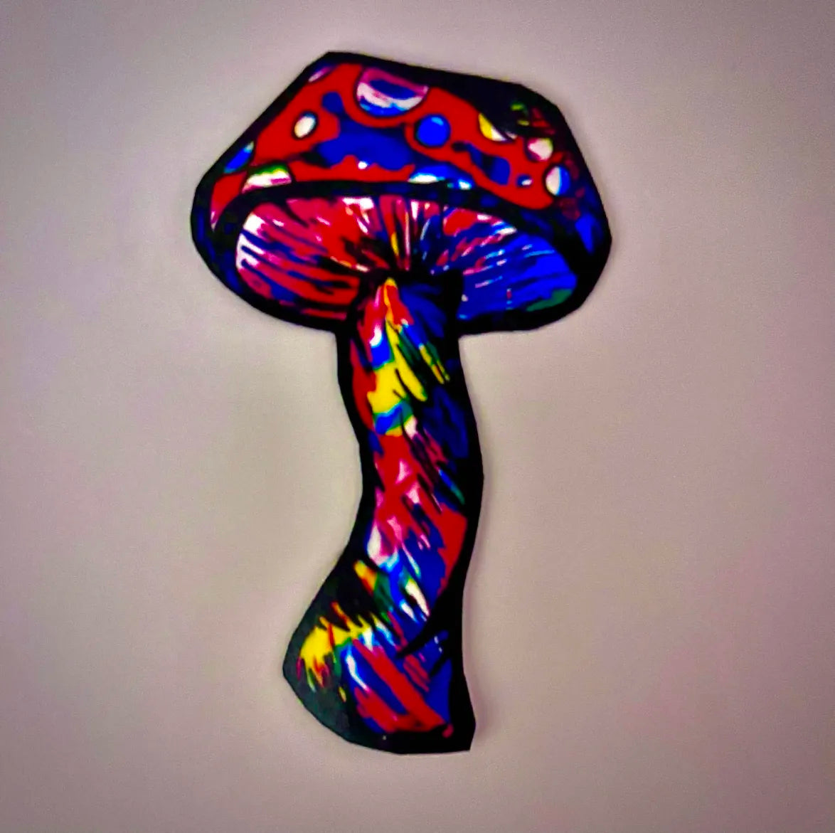Pack of 5 Rainbow Mushroom Artist Made Laminated Waterproof Stickers High Quality Human Made
